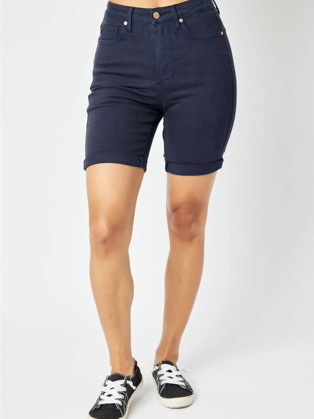 NWT JUDY BLUES Navy High-Rise Bermuda Shorts